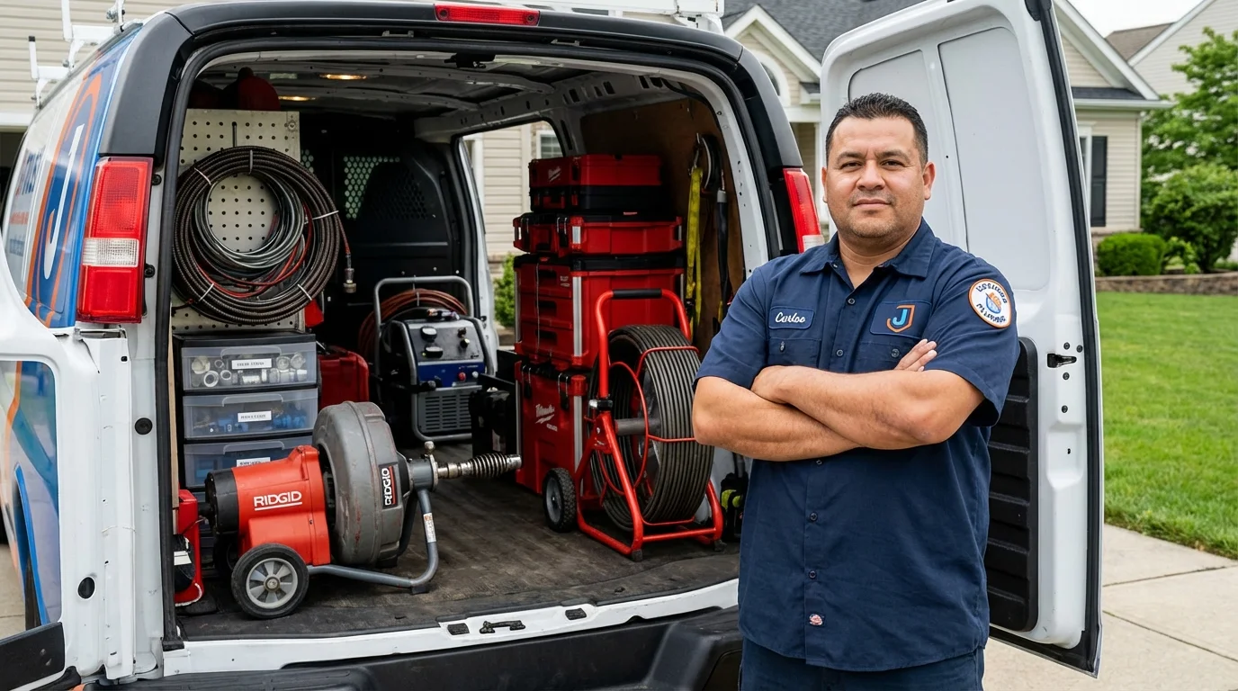 Professional drain cleaning equipment and Johns Plumbing LLC plumber in Hiawassee