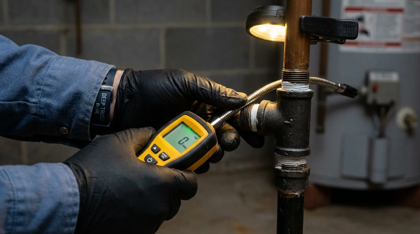 Gas leak detection with electronic sniffer by Johns Plumbing LLC in Hiawassee