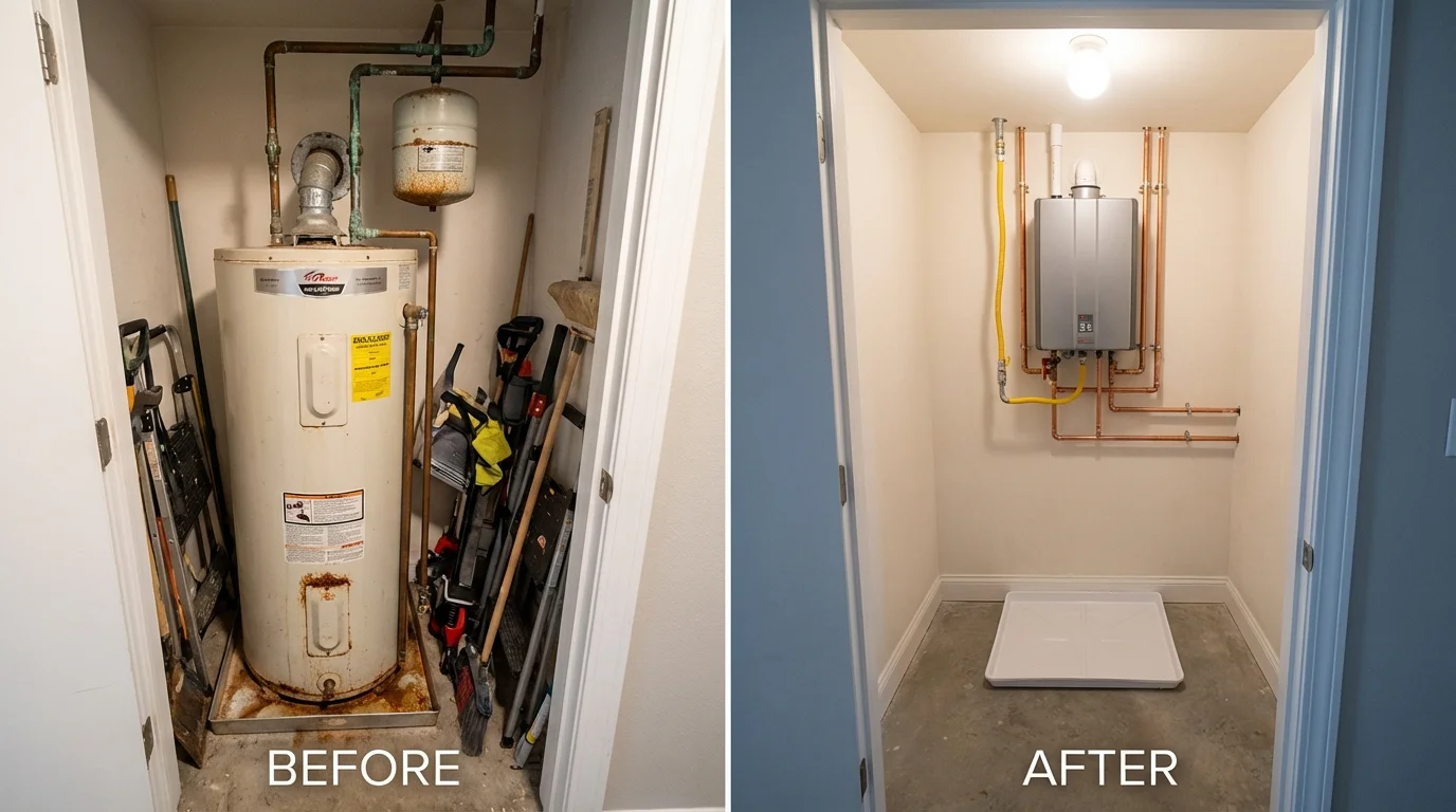 Tank water heater versus wall-mounted tankless unit comparison for Hiawassee, GA homeowners
