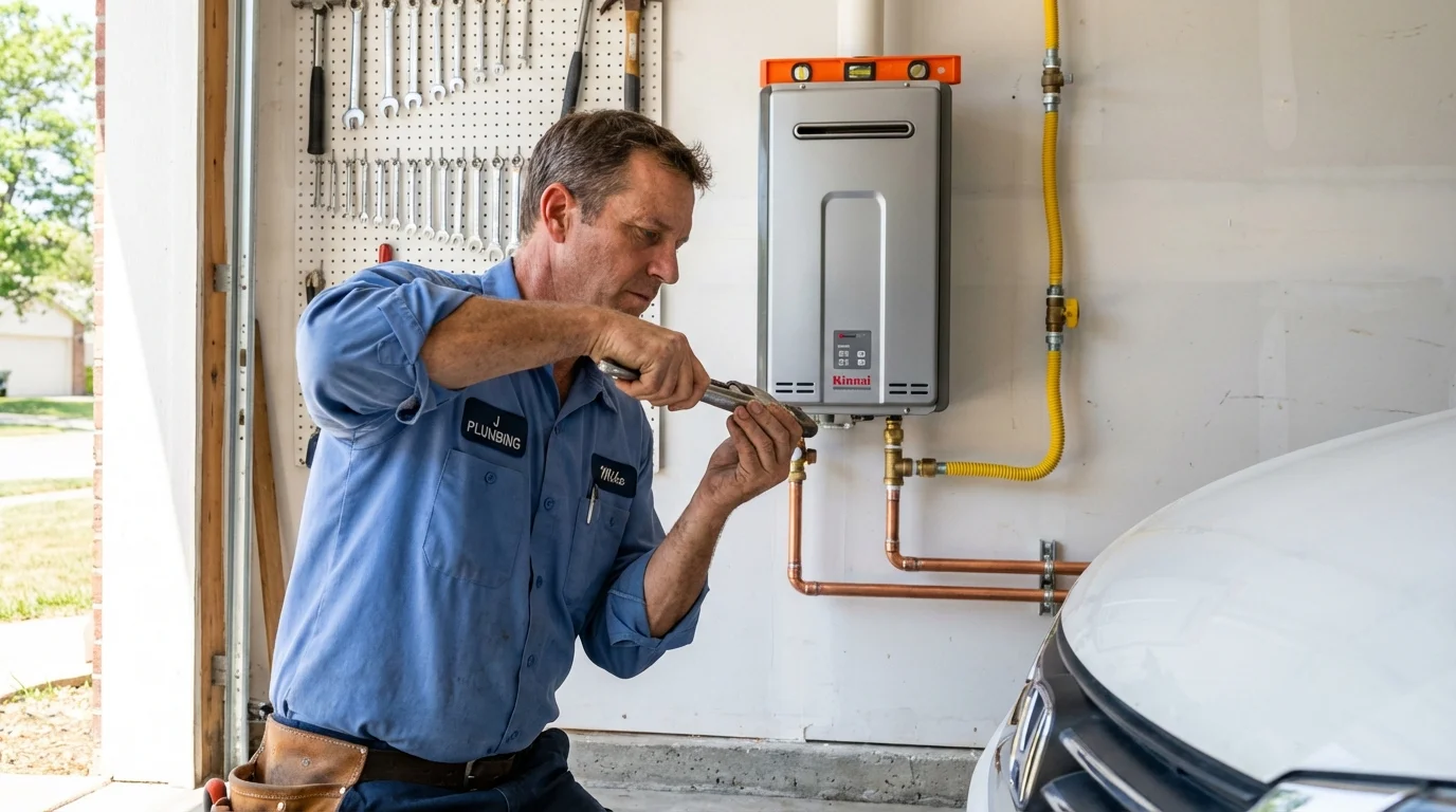 Tankless water heater installation by a Johns Plumbing LLC plumber in Hiawassee